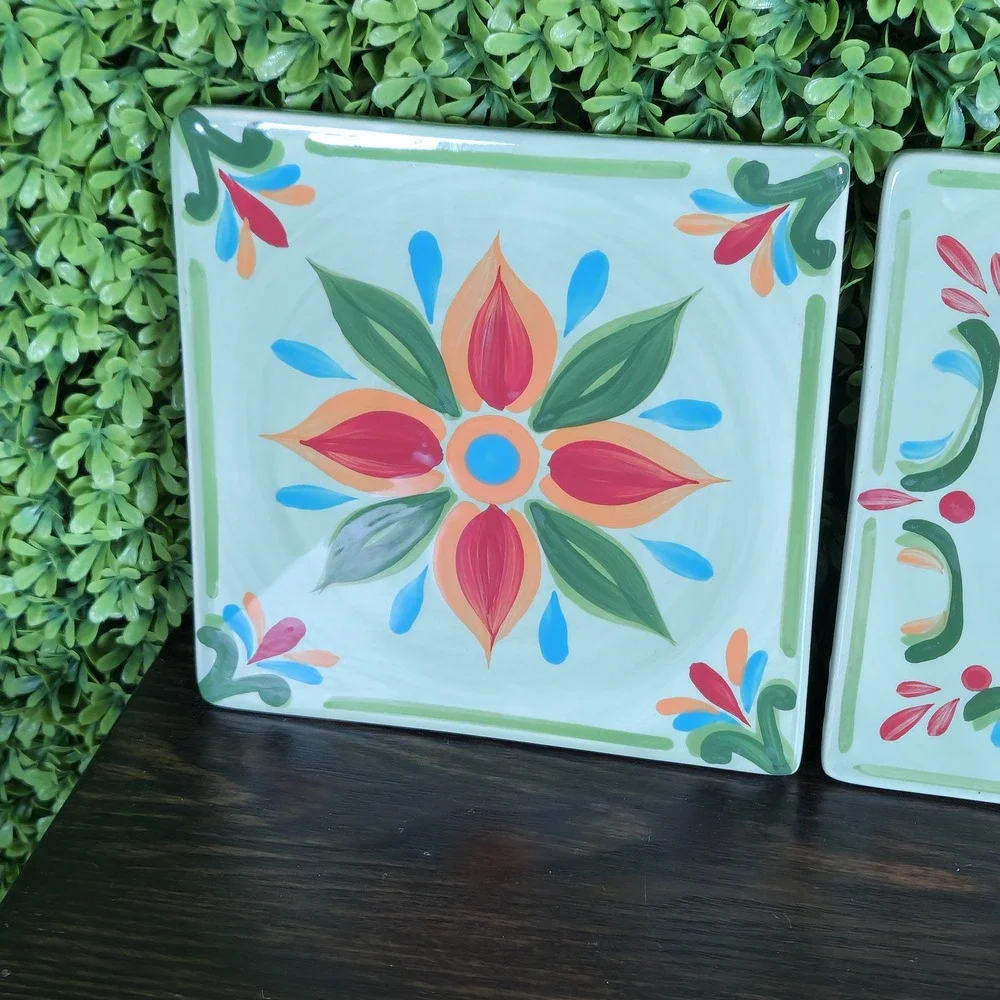 Southern Living at HOME Ceramic Floral Wall Tiles Set of 2 6x6
